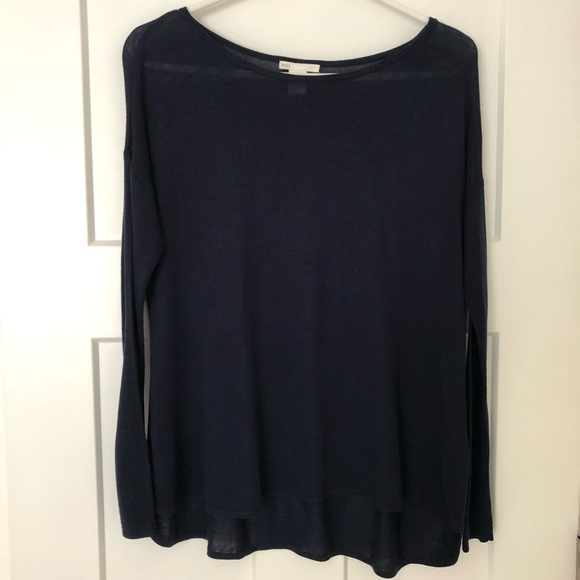 H&M Basic, Long sleeve navy blue top, Size X-Small - Picture 1 of 8